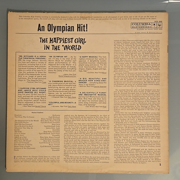 1961 12" LP RECORD COLUMBIA KOL 5650 THE HAPPIEST GIRL IN THE WORLD ORIGINAL - Picture 2 of 7